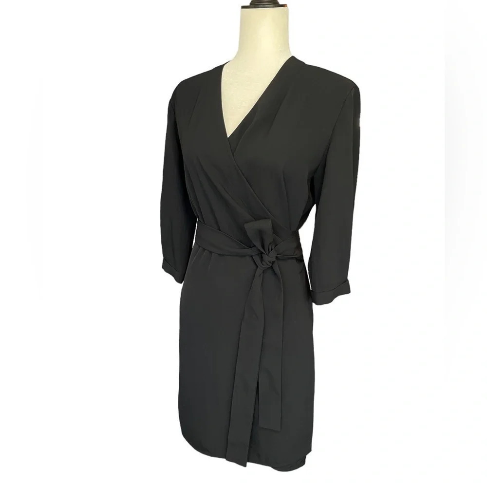 Everlane Japanese Go Weave Wrap Dress Black